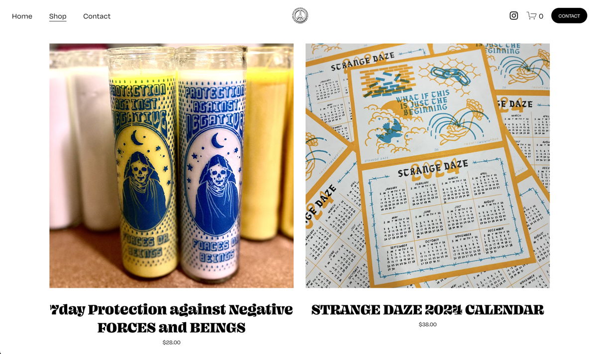 Screenshot of Strange Daze, from the ecommerce websites collection.