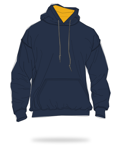 Navy blue body + gold inner hood adult fit cotton fleece contrast pull over hoodie sj clothing manila philippines