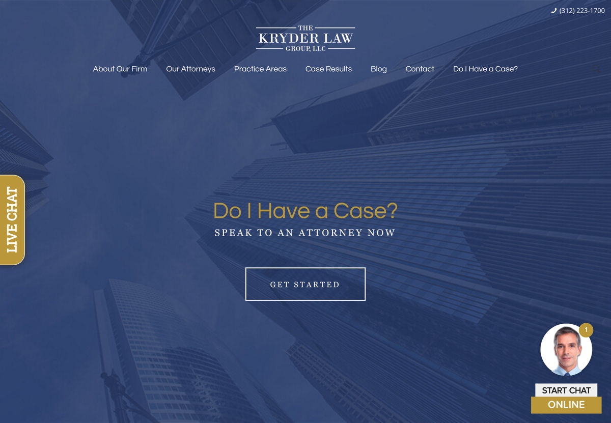Screenshot of The Kryder Law Group, from the lawyer websites collection.