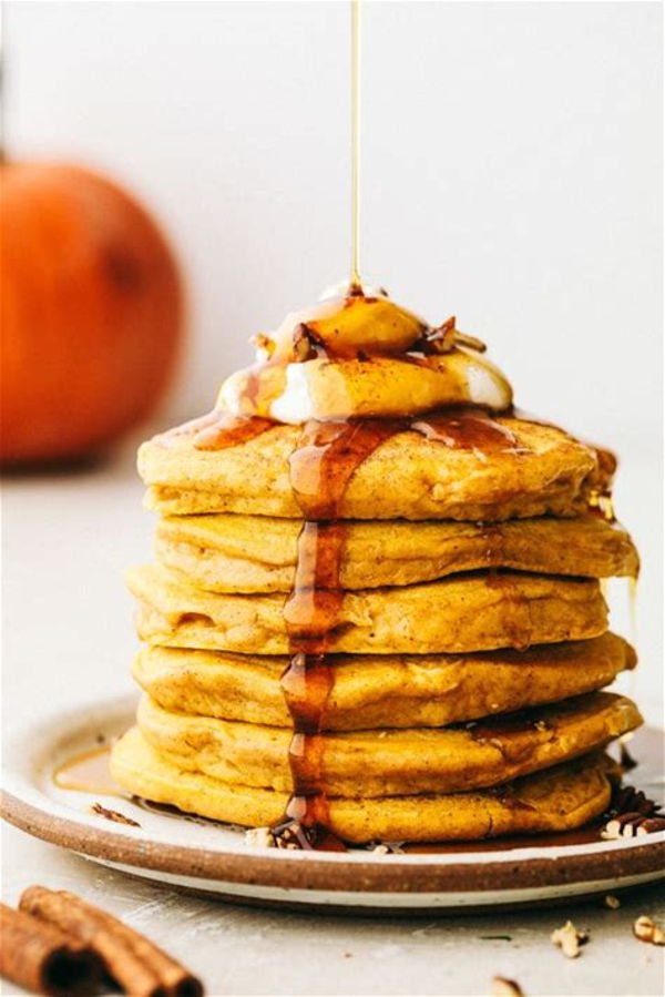 Photo of Pumpkin Spice Buttermilk Pancakes with Maple Cream! 