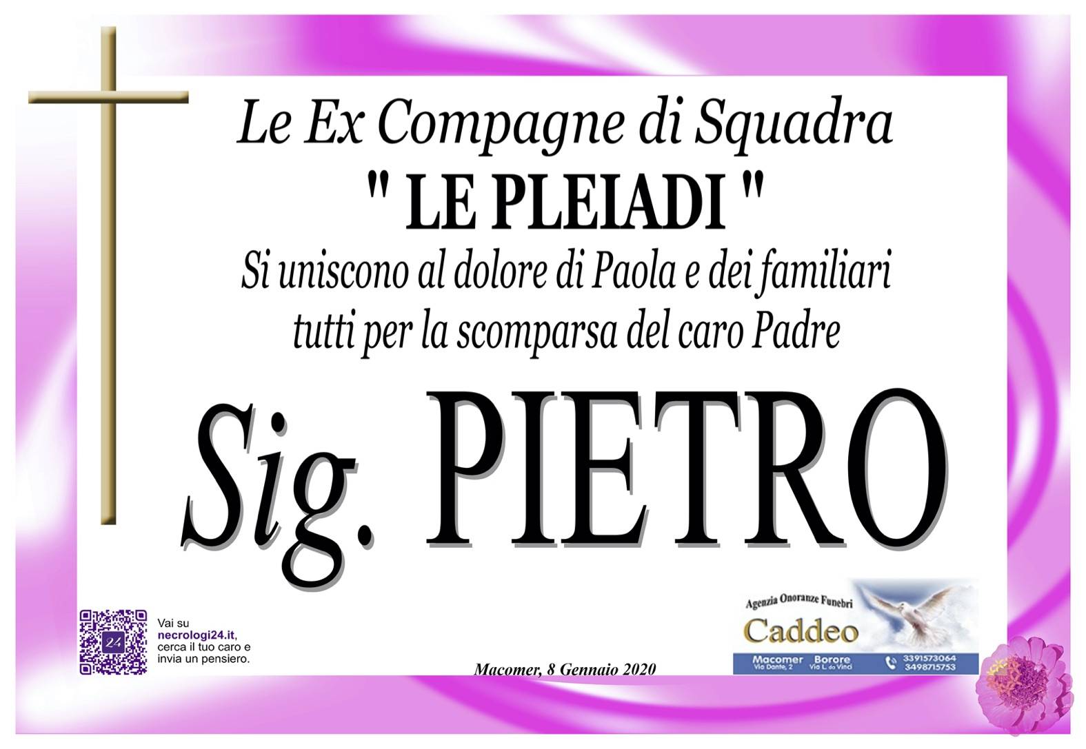 "Le Pleiadi" Partecipazione def. Pietro Mura