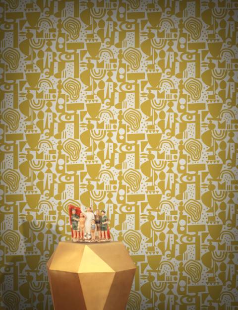 Yellow Colourful French Designer Wallpaper pattern image