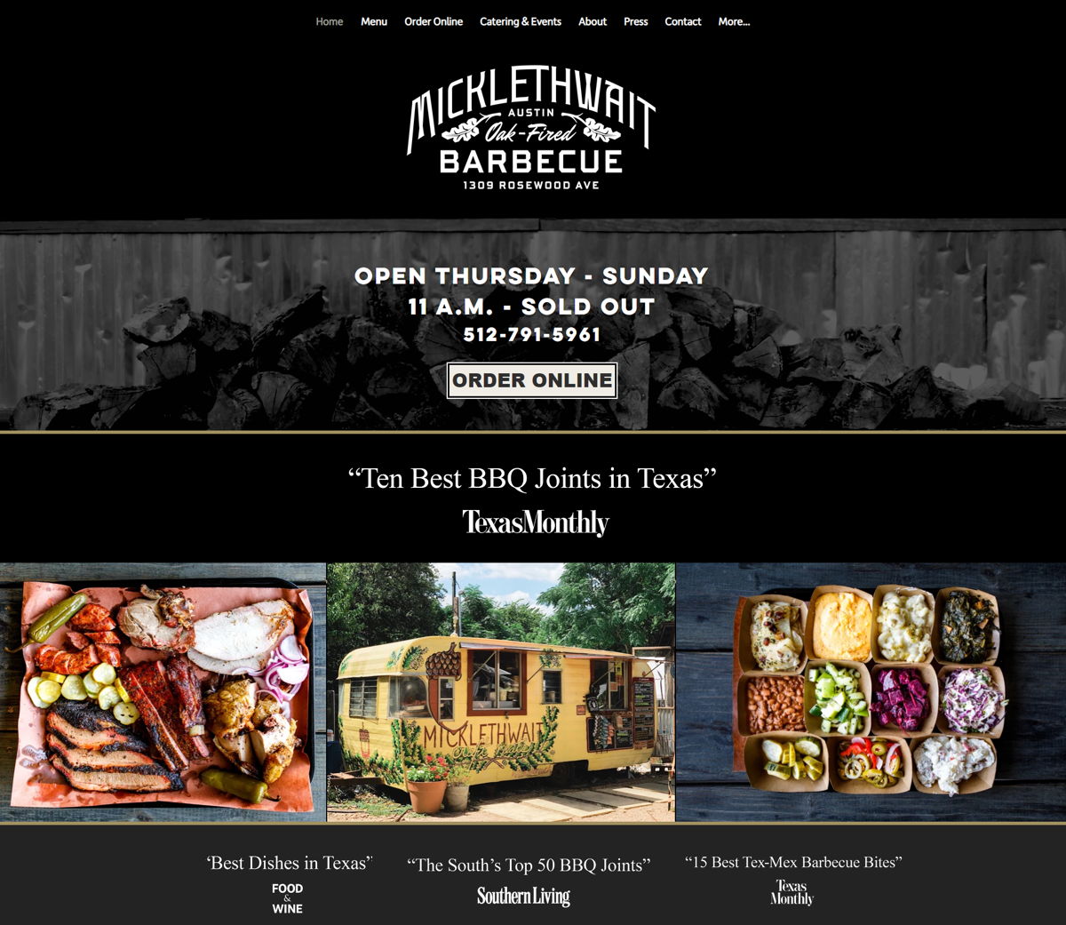Screenshot of Micklethwait Craft Meats, from the food truck websites collection.