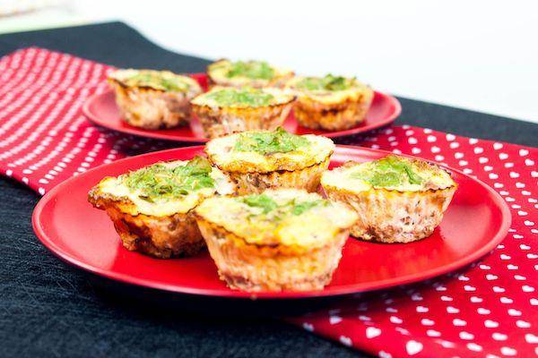 Ground Beef Eggs, Cheese Muffins with Spinach