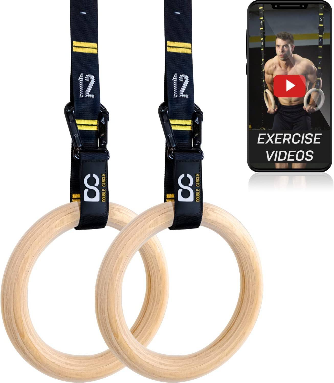  Double Circle Wood Gymnastics Rings