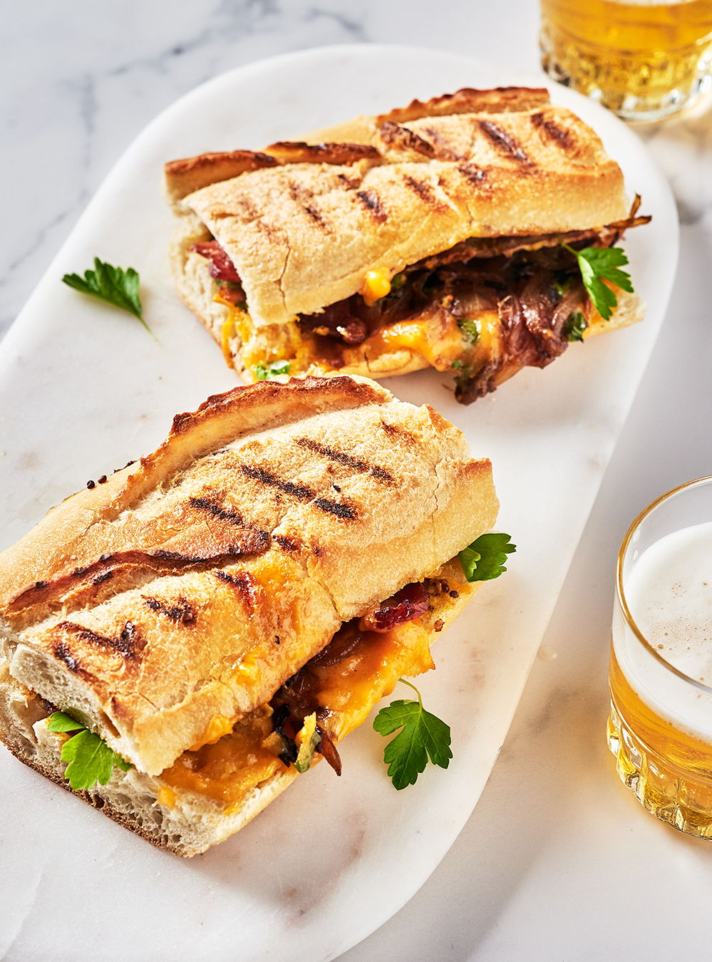 Cheddar and Onion Baguette Sandwiches | RICARDO