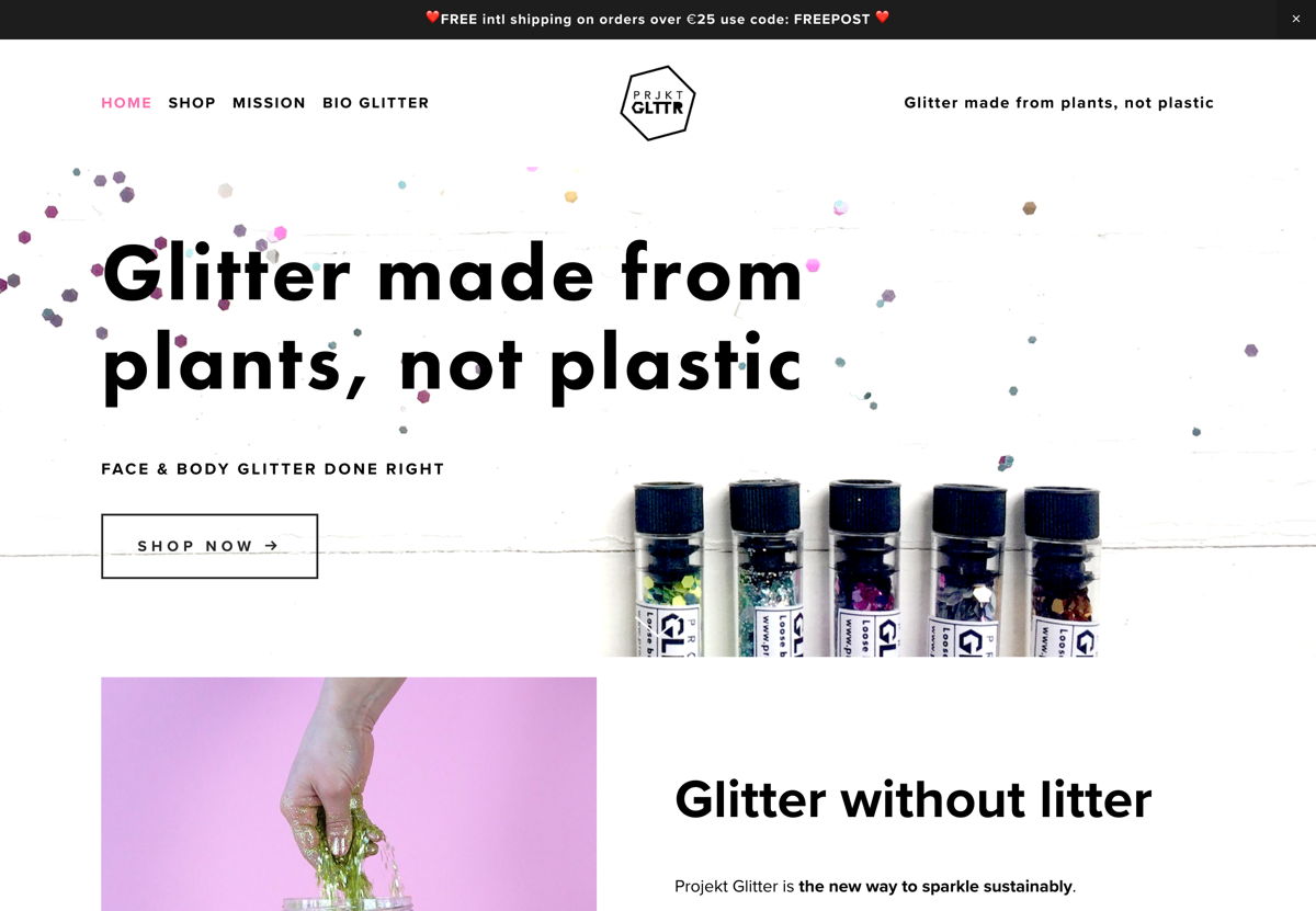 Screenshot of Projekt Glitter, from the beauty websites collection.