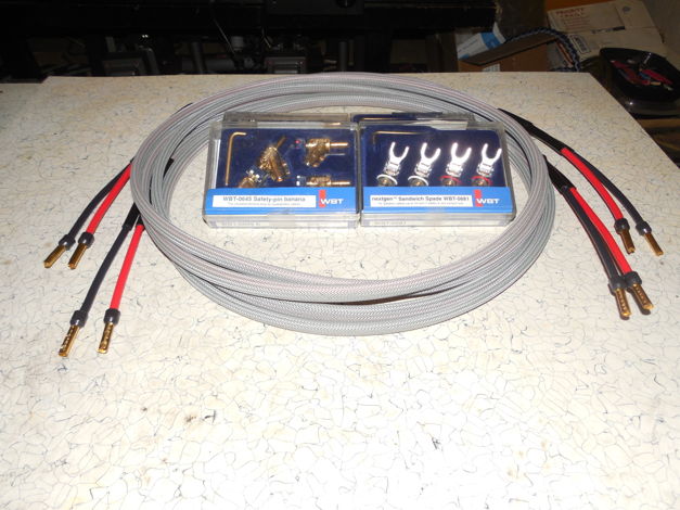 8' SILVER Speaker Cables  Silver Ghost WBT Bananas / Sp...