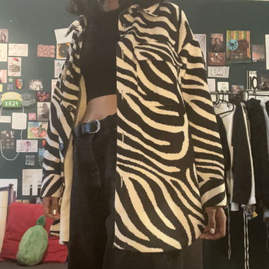 coat with zebra pattern