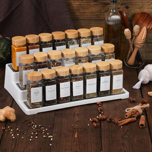 NETANY 24 Pcs Glass Spice Jars with Bamboo Lids