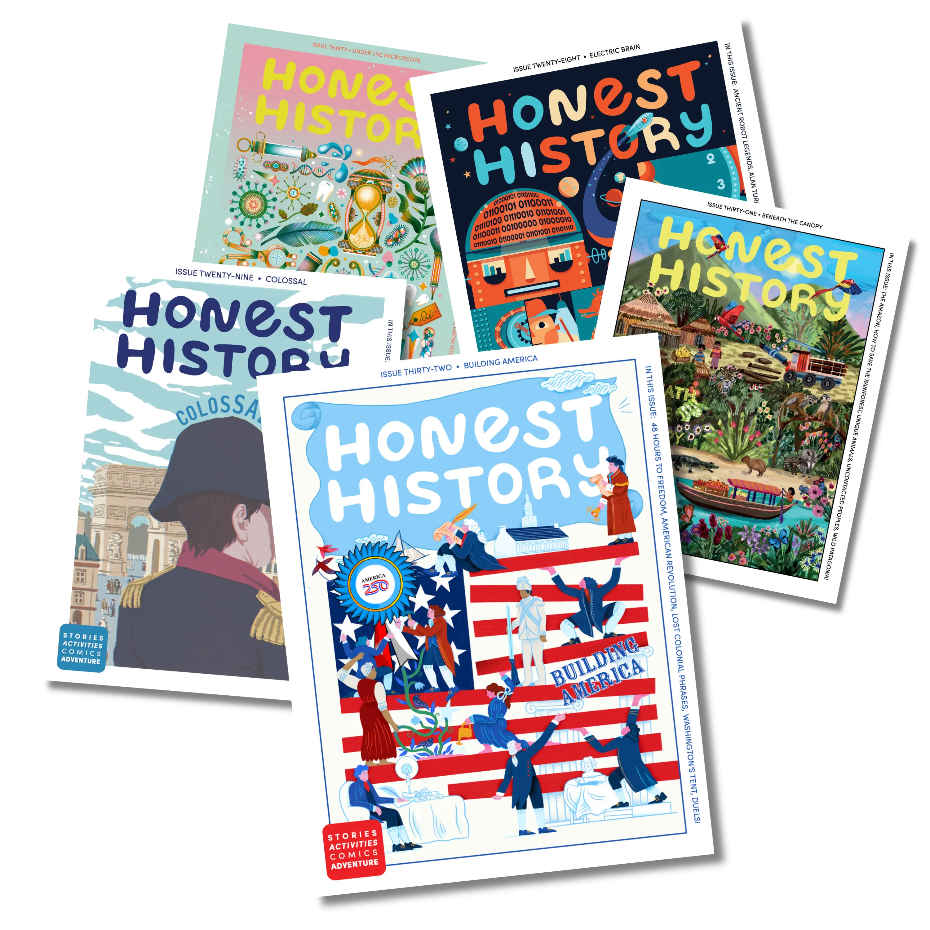 Honest History magazine covers including issue 32 about american history