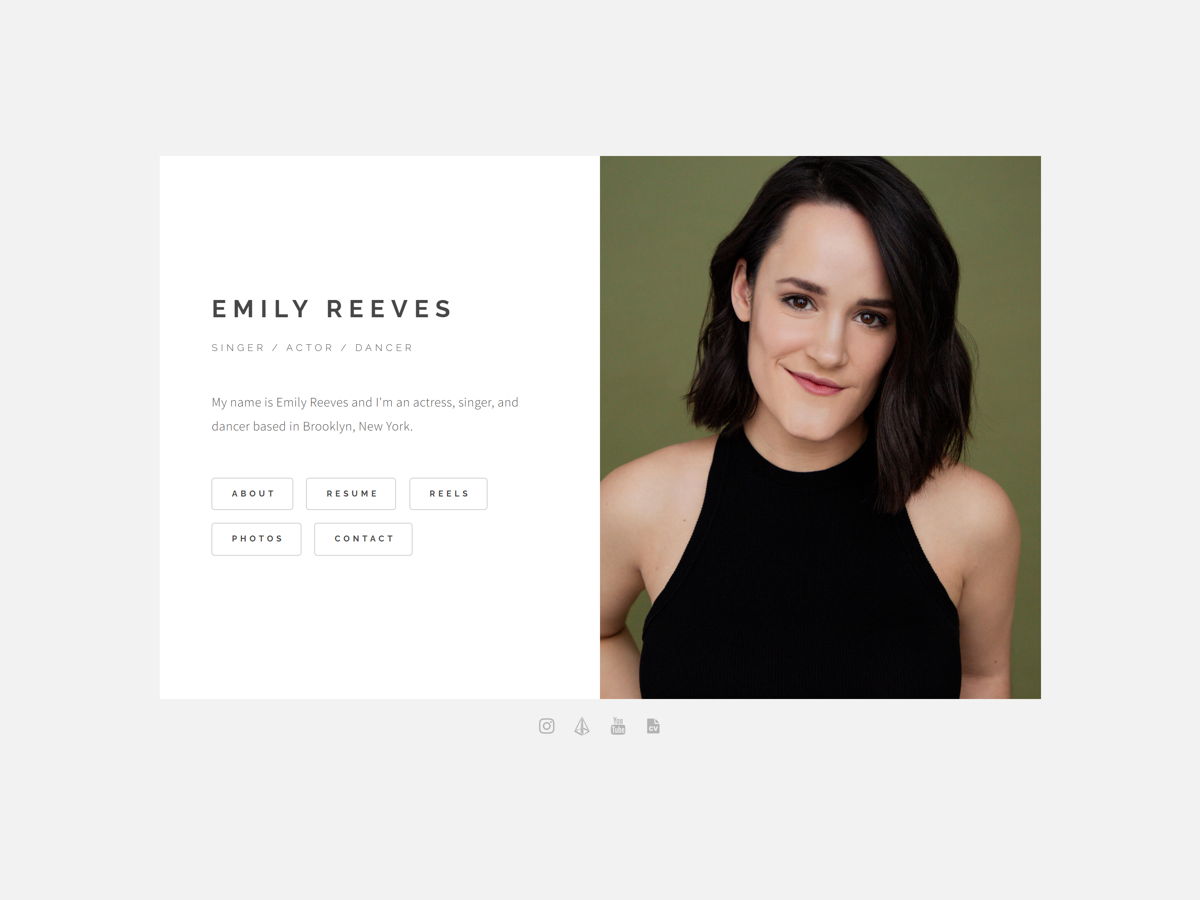 Screenshot of Emily Reeves, from the actor websites collection.