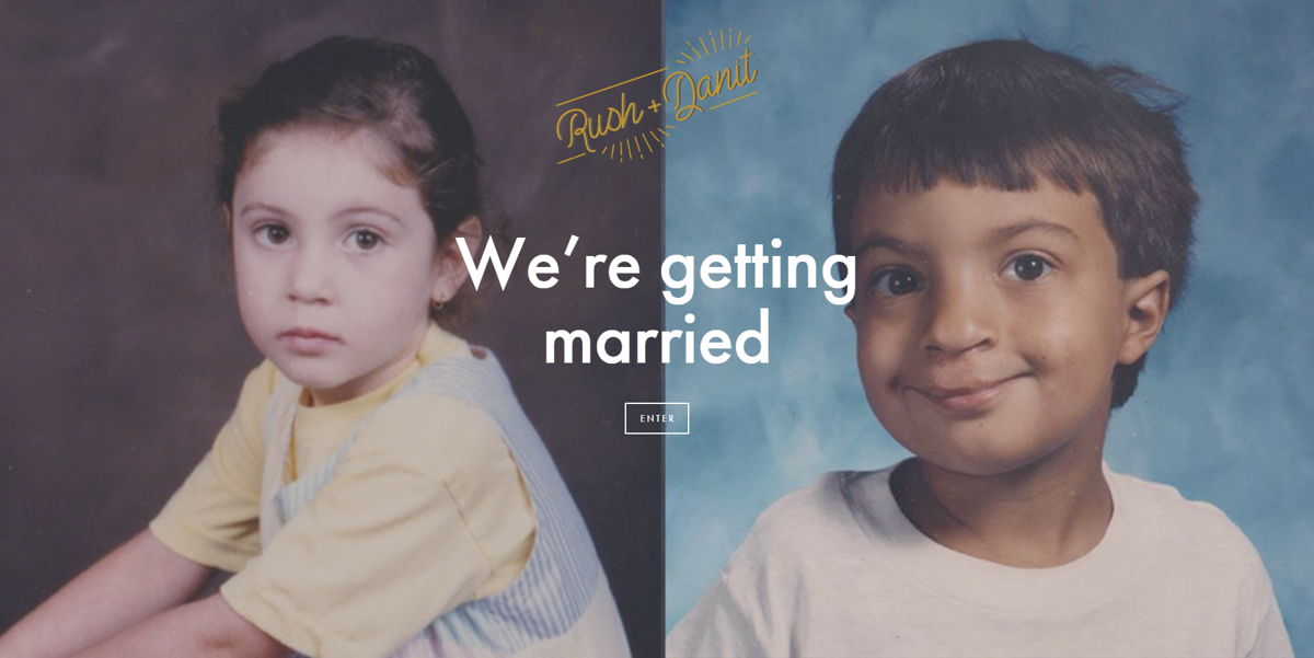 Screenshot of Rush & Danit, from the squarespace wedding websites collection.