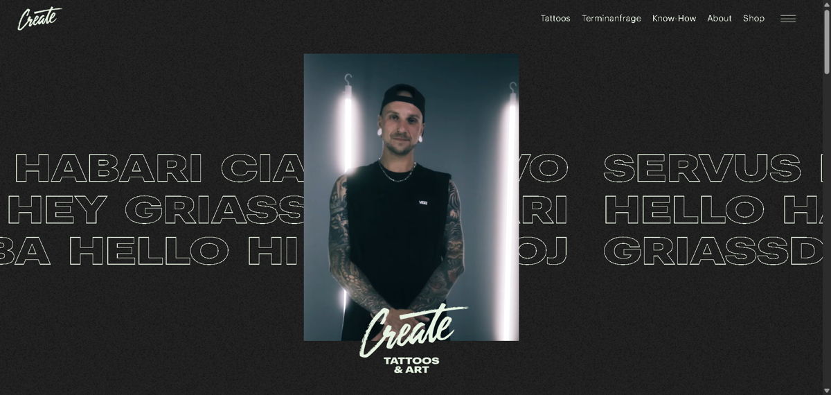 Screenshot of Create Tattoos & Art, from the tattoo websites collection.