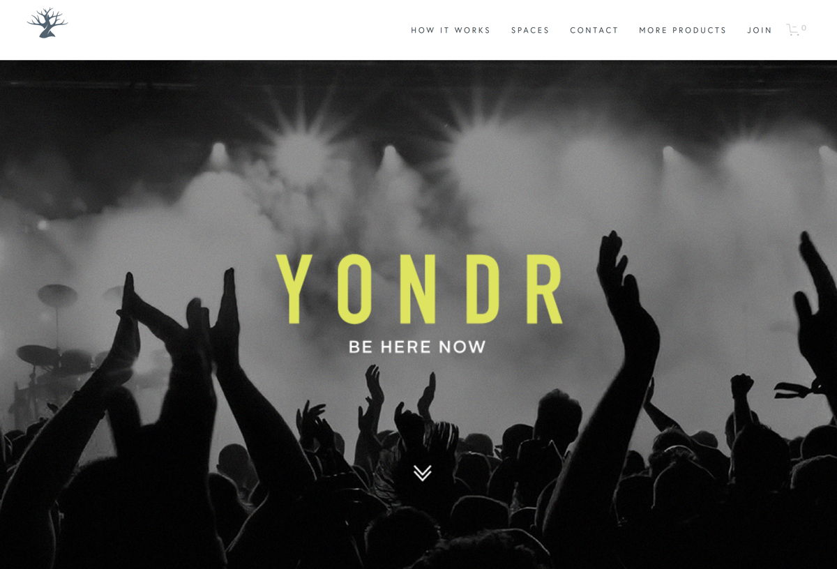 Screenshot of Yondr, from the squarespace websites  collection.