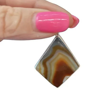 Agate Coloured Crystal Pendant - Includes Leather Band