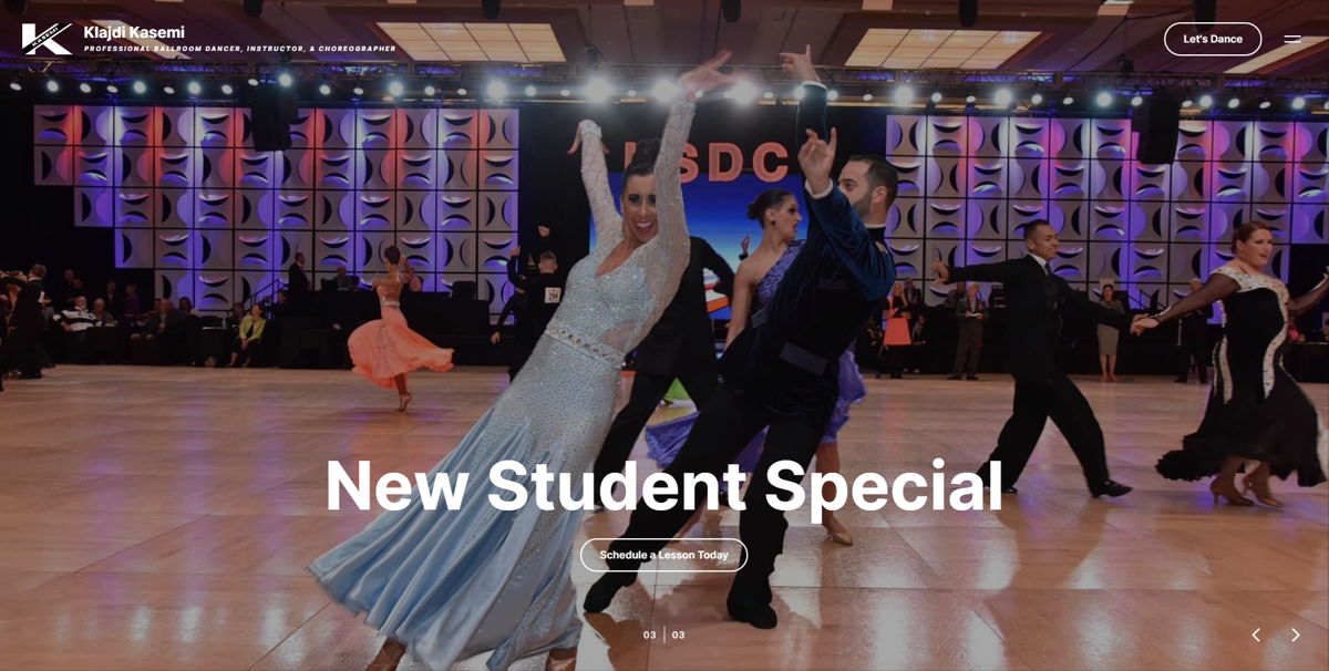Screenshot of Ballroom Dance, from the dancer websites collection.