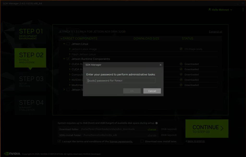 SDK Manager step-2 password