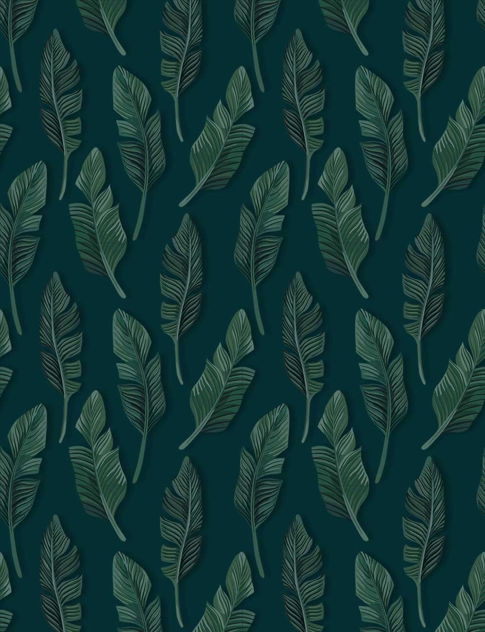 Blue & Green Jungle Leaf Wallpaper hero image