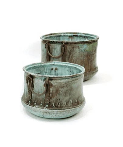 Copper Cauldron in Verdi Green Column