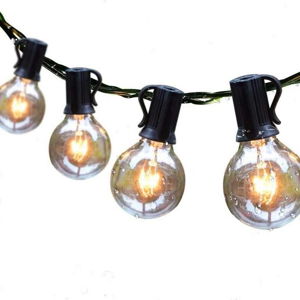 Guddl Outdoor String Lights 25ft Patio Lights with 27 G40 Bulbs (2 Spare) Connectable Globe String Lights for Party Tents Patio Gazebo Porch Deck Bistro Backyard Balcony Pergola Outside