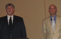 Ken Golding and Eric Clarke take in a question.