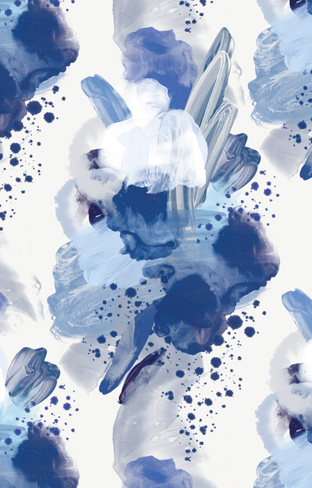 Blue & White Beautiful Abstract Flower Wallpaper panel image