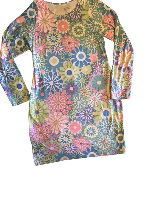 Retro Bloom Long Sleeve Dress - XXL