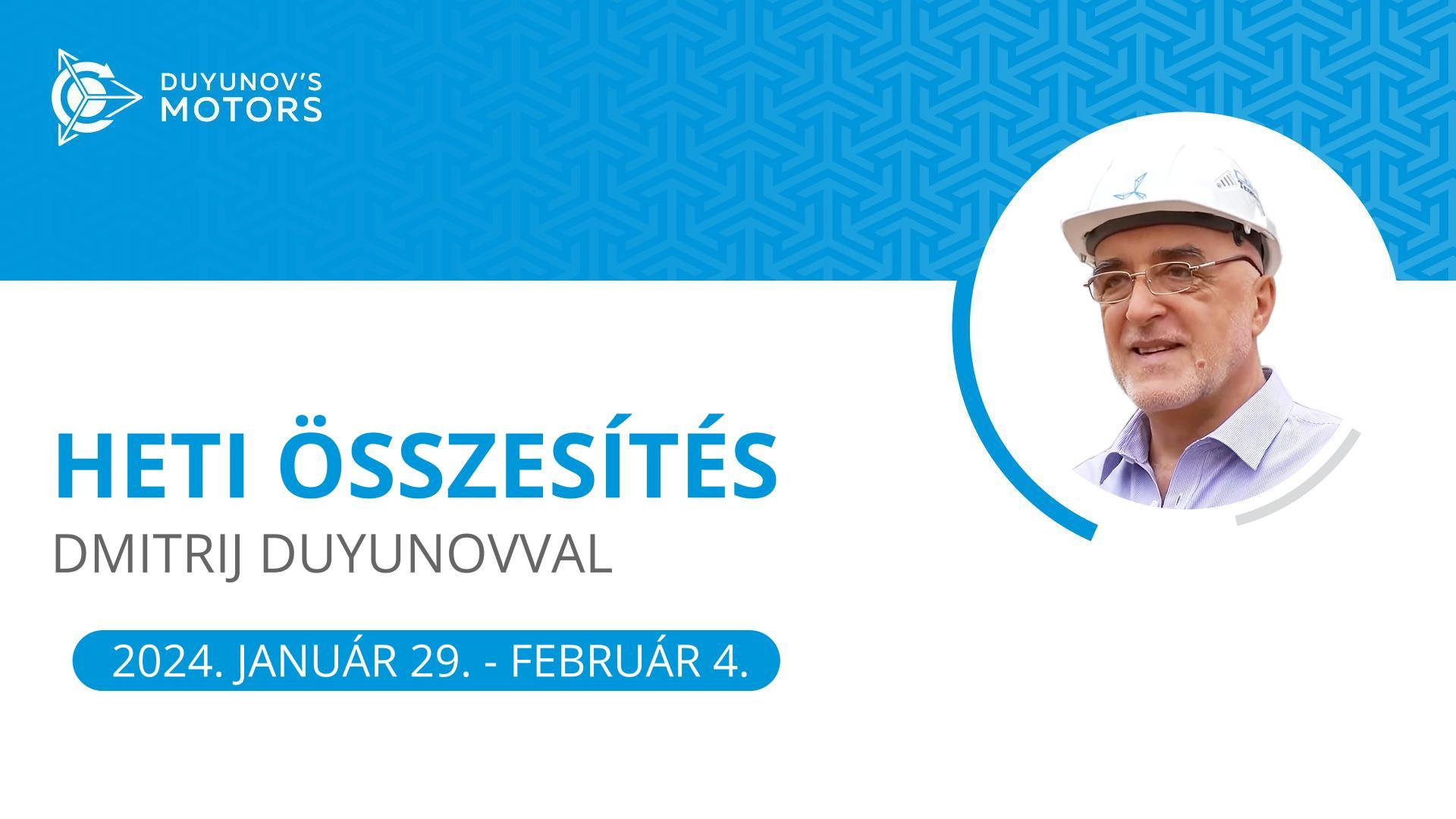 Kulcsfontosságú heti események a „Duyunov Motorok" projektben