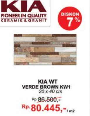 Promo Harga KIA Keramik  WT Verde Brown Kw  1  20x40 cm 1  m2 