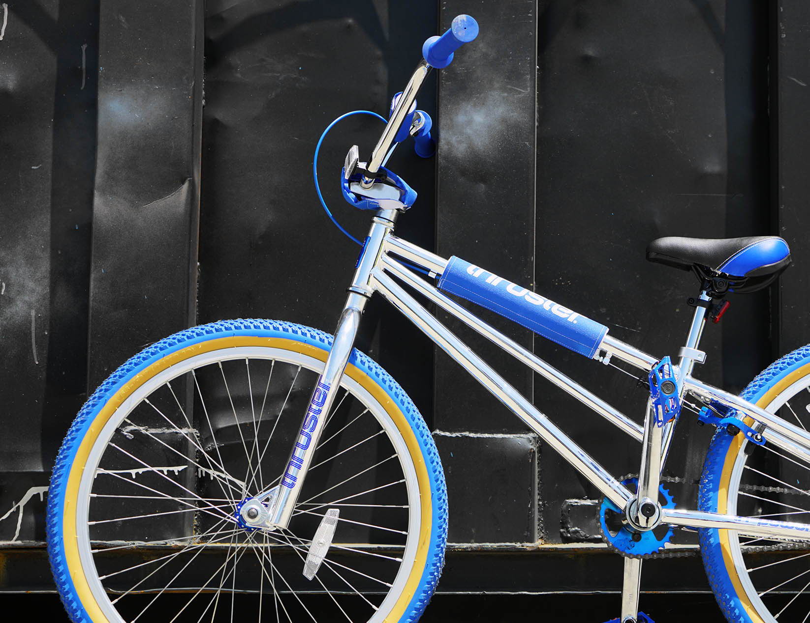Thruster old school bmx TRI POWER XL BLUE T on chrome