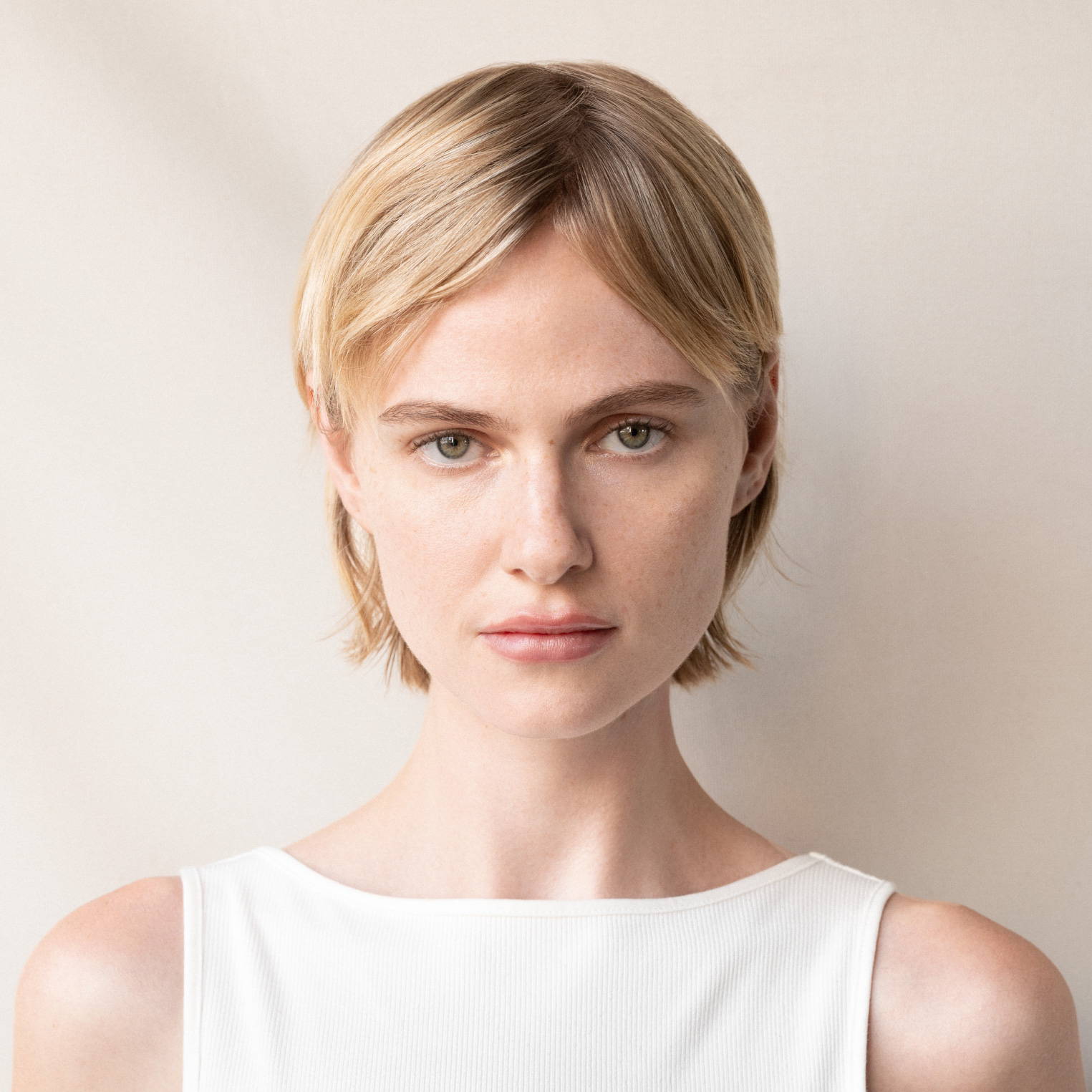 Blonde woman with a bob hairstyle