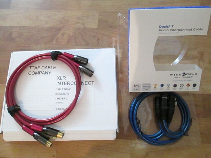 wire world Oasis XLR 1 Meter  $ 98.00 & TTAF XLR CABLE #27 1.5meter $ 125.00 / new original box YOU CAN ORDER SEPARATELY