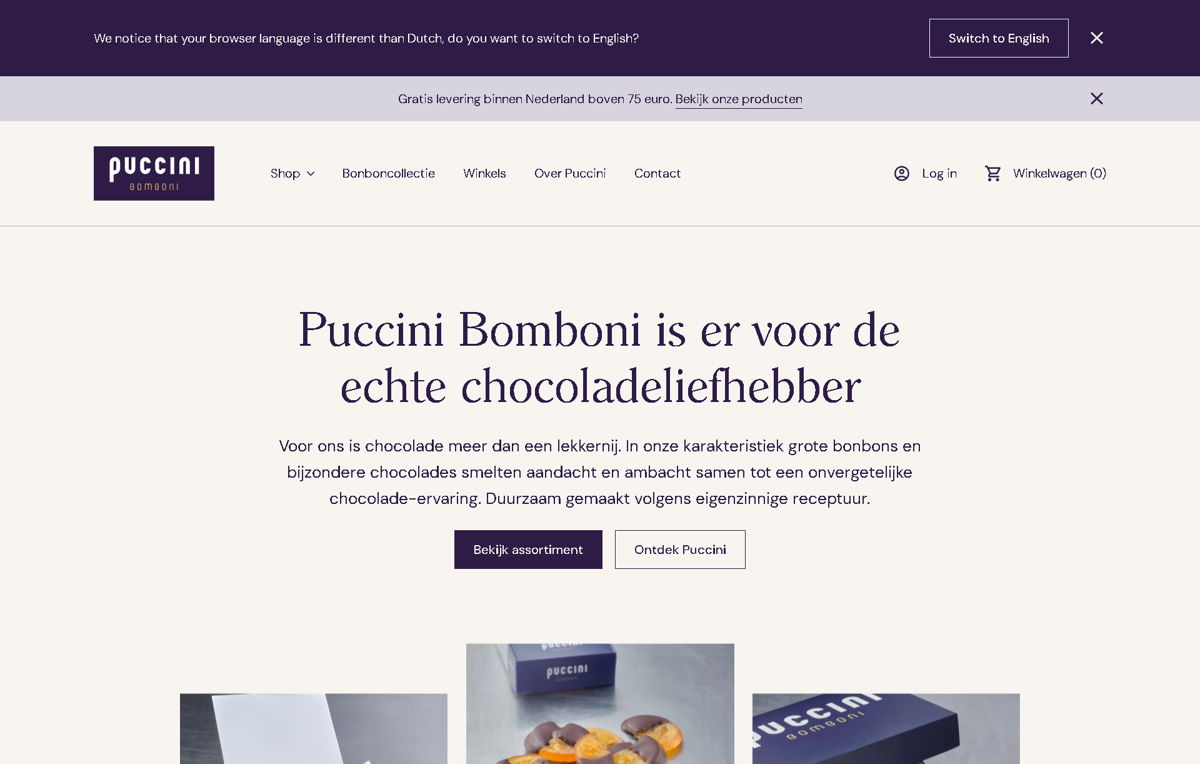 Screenshot of Puccini Bomboni , from the purple websites collection.