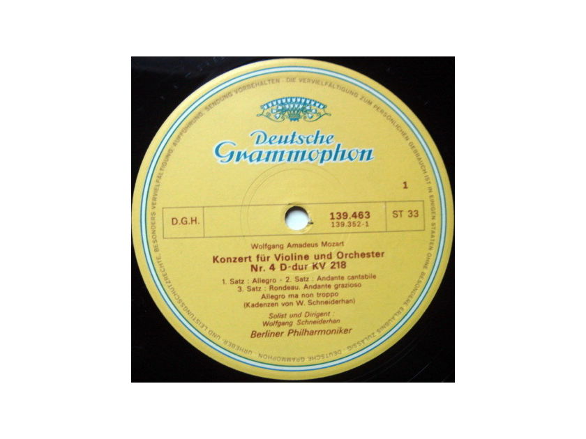 DGG / SCHNEIDERHAN-BPO, - Mozart Violin Concertos No.4 & 5, NM, French Press!