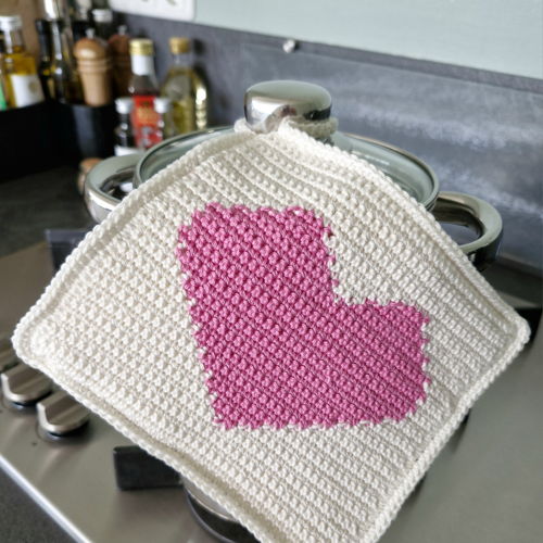 Potholder with heart