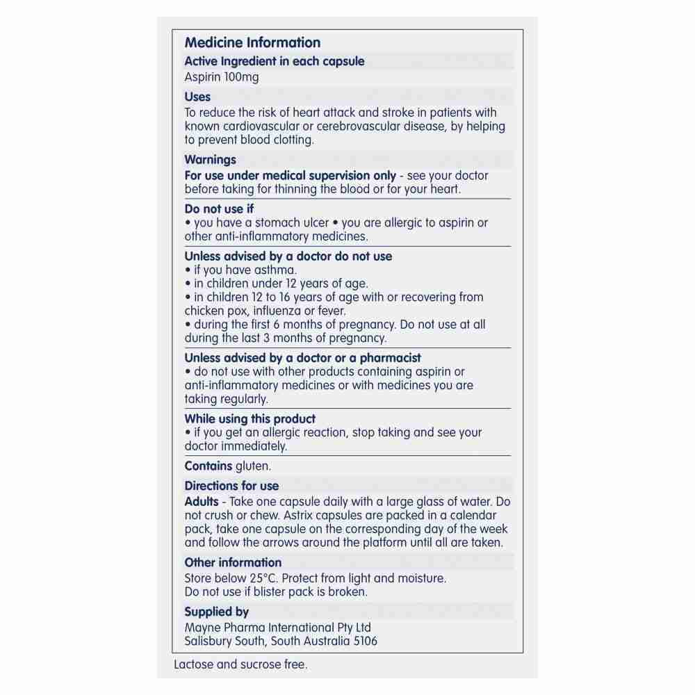 Astrix Aspirin 100mg 140 Capsules - Image 4