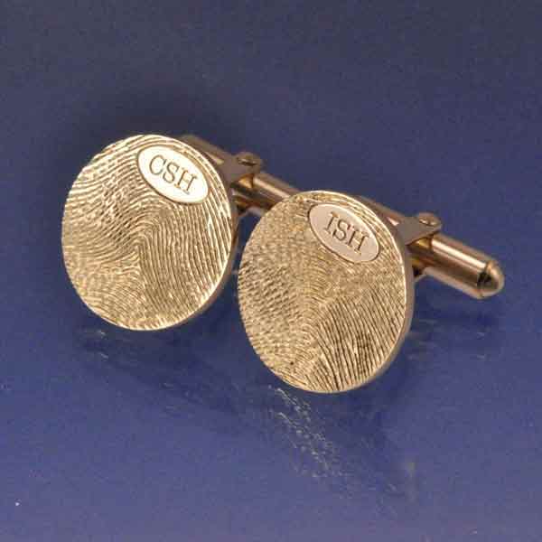 9 ct gold personalised fingerprint cufflinks