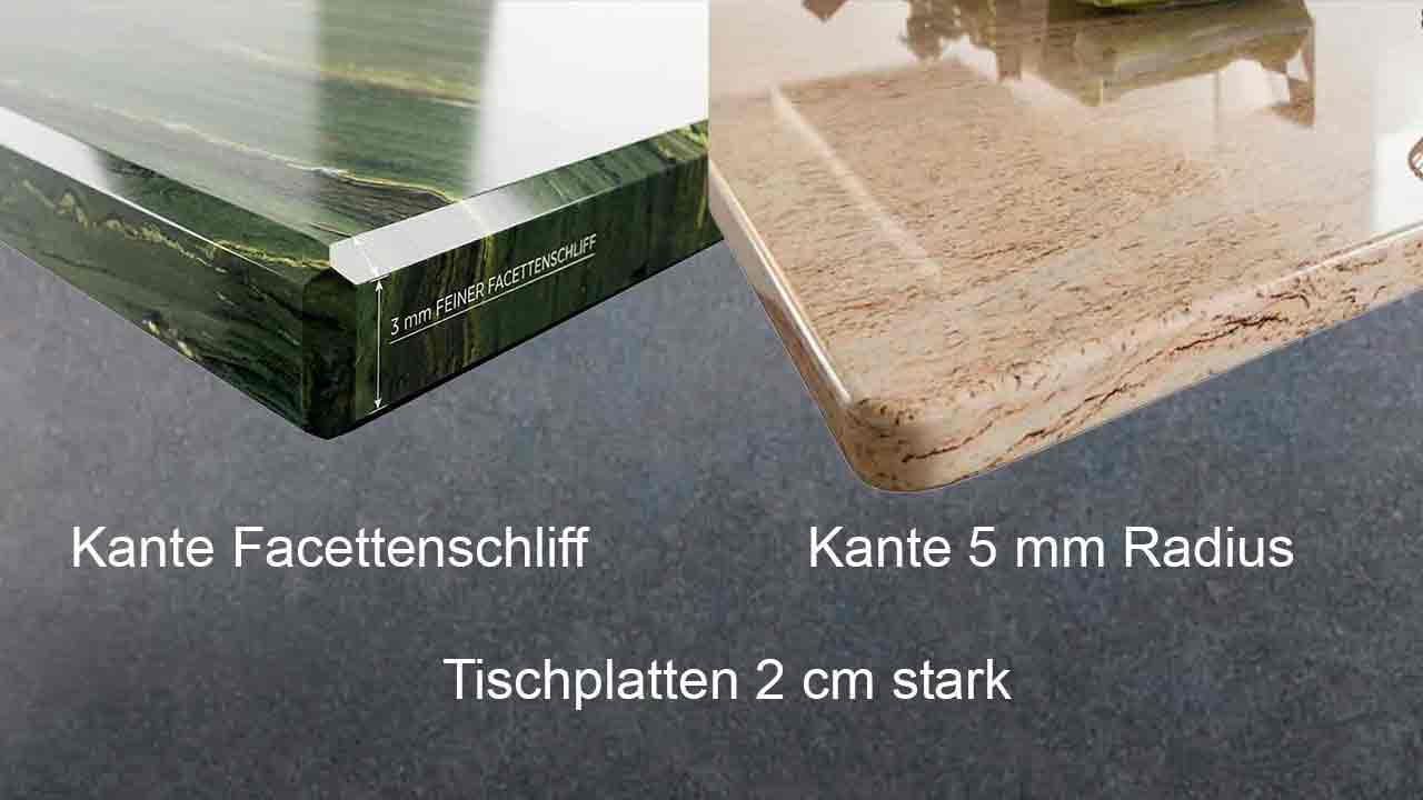 Kantenausführungen im Vergleich Granit Gartentische Tischplatten