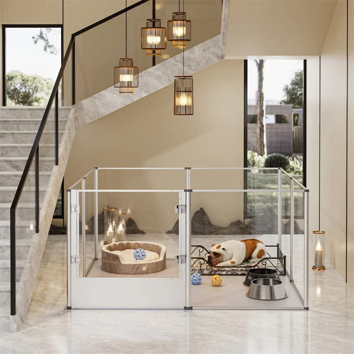 Large Acrylic Dog Playpen 120x120x61CM 8 Panels Cage - Image 4