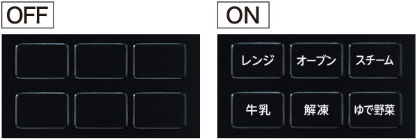 使うときは文字が光って操作をお知らせ