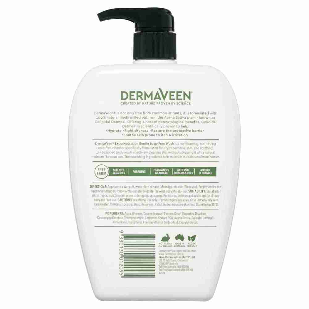 DermaVeen Extra Hydration Gentle Soap-Free Wash for Extra Dry, Itchy & Sensitive Skin 1L - Image 3