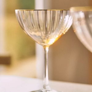 Waterfall Coupe Glasses, Set of 4, in Honey