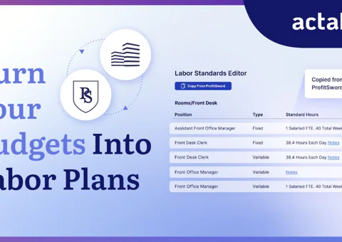 Actabl führt eine Integration ein, die ProfitSword-Budgets mit der Hoteleffektivität verbindet, um die Personalplanung im Hotelportfolio zu optimieren.