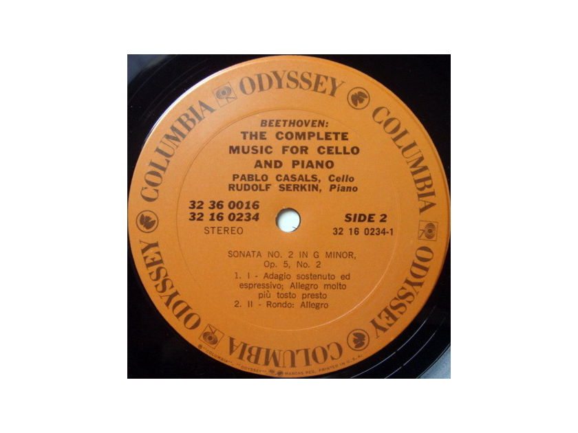 Columbia Odyssey / PABLO CASALS-SERKIN,  - Beethoven Complete Cello Sonatas, NM, 3LP Box Set!