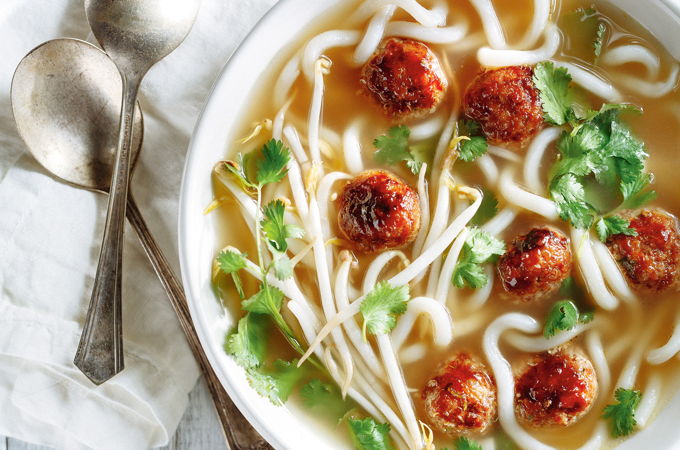 Hearty Soup with Quinoa and Pork Meatballs