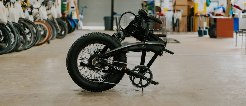 Folded Aventon Sinch electric bike in Upway UpCenter