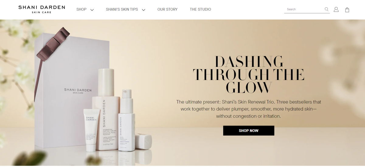 Screenshot of Shani Darden Skincare, from the esthetician websites collection.