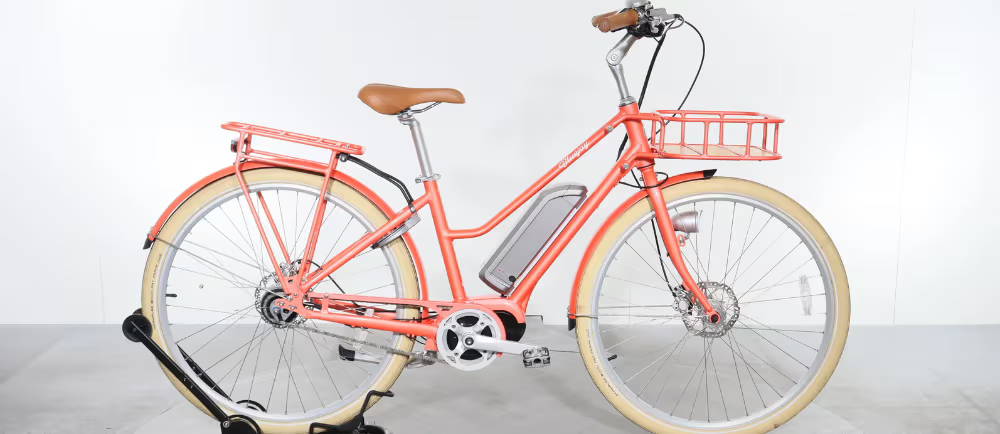 Peach Bluejay electric cruiser bike
