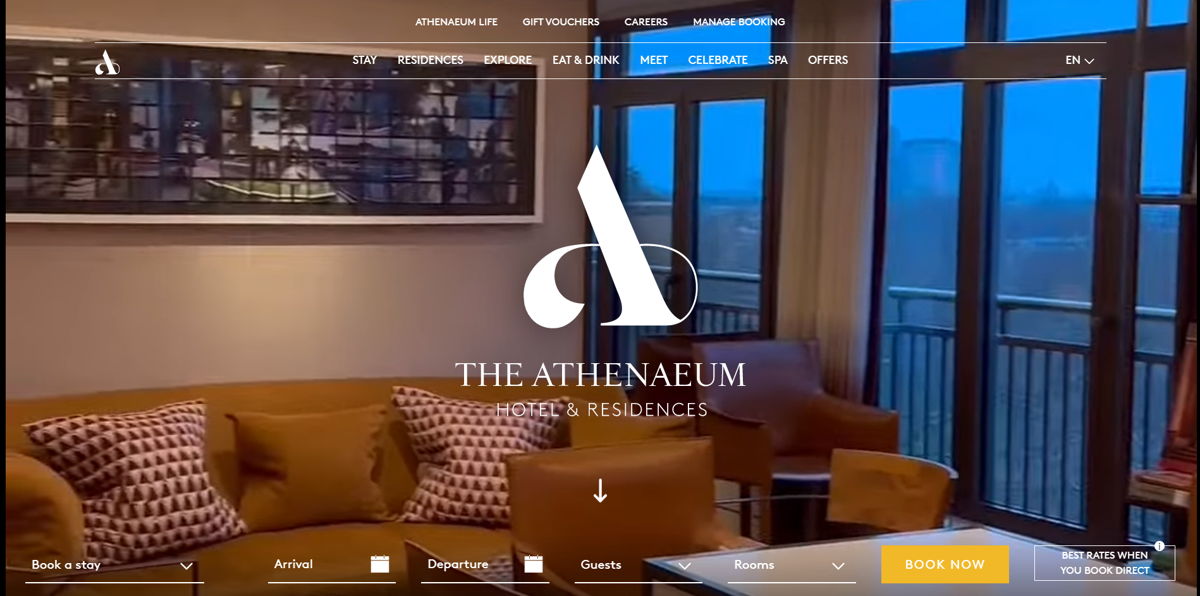 Screenshot of Athenaeum Hotel, from the hotel websites collection.